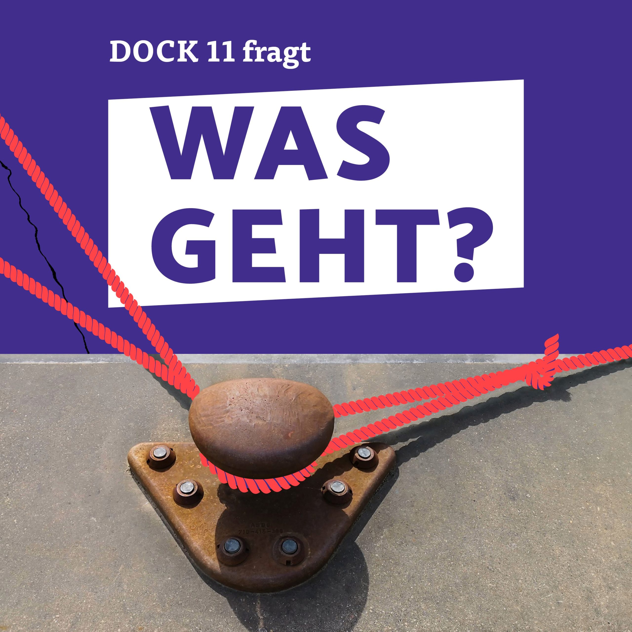 Podcast - Titelgrafik mit einem Schiffspolder, an dem zwei Taue angelegt sind.