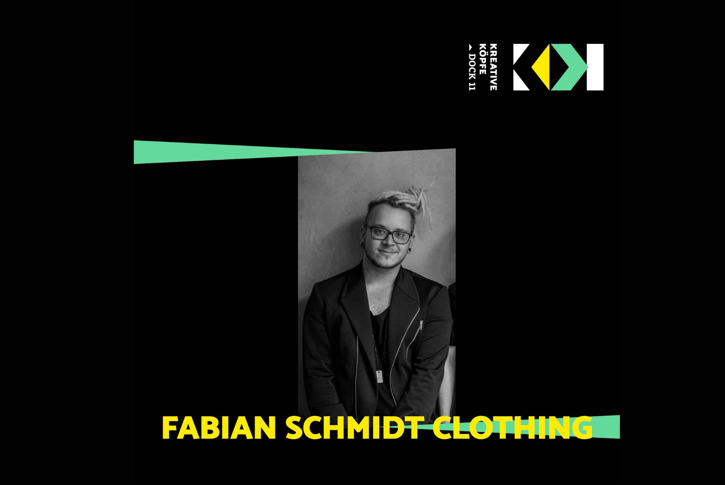 Beitragsbild zeigt den Schriftzug Fabian Schmidt Clothing und ein schwarz weiß Foto des Avantgarde Designersstellt sich vor