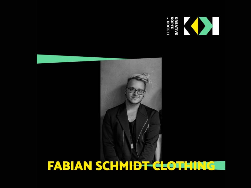 Beitragsbild zeigt den Schriftzug Fabian Schmidt Clothing und ein schwarz weiß Foto des Avantgarde Designersstellt sich vor