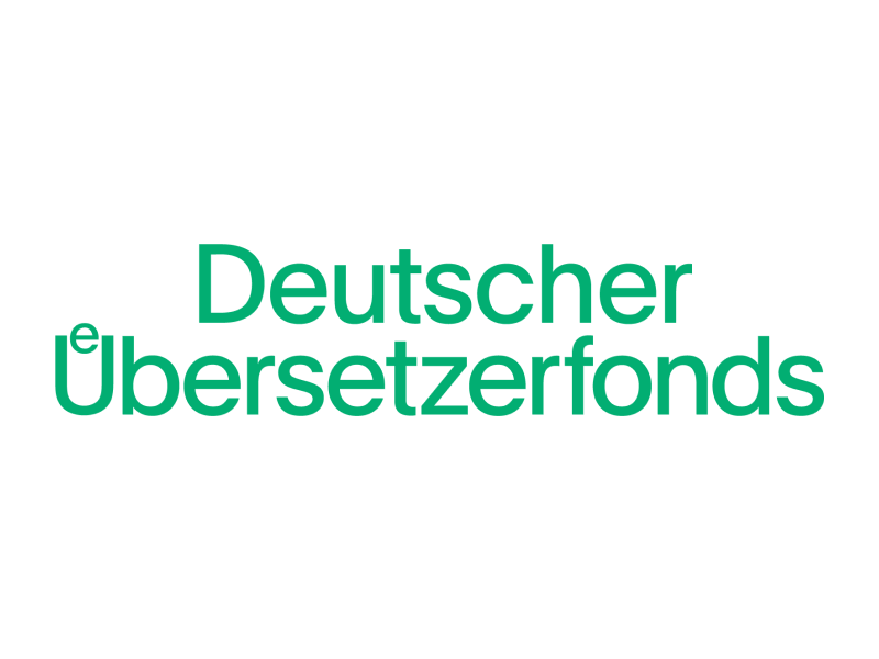 Logo des Deutschen Übersetzerfonds in grüner Schrift auf weißem Hintergrund.
